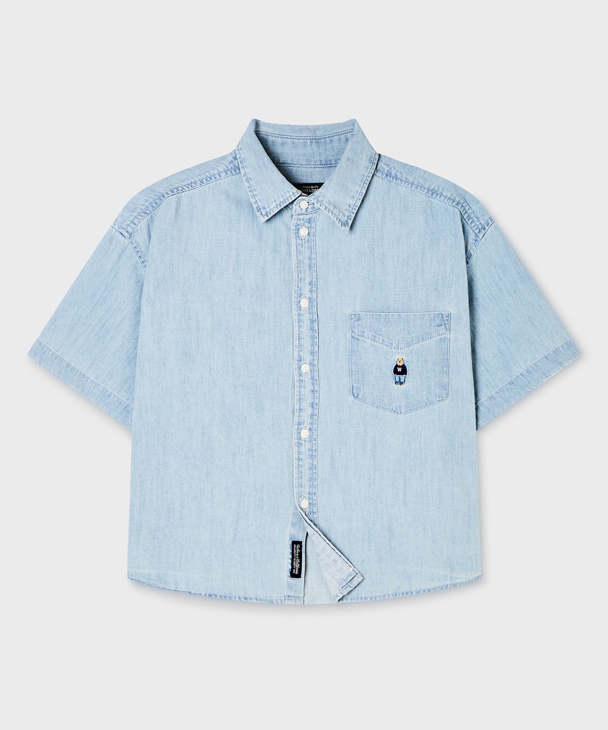 후아유(WHO.A.U) Steve Denim Crop Short Sleeve Shirts / WHYJG2522F