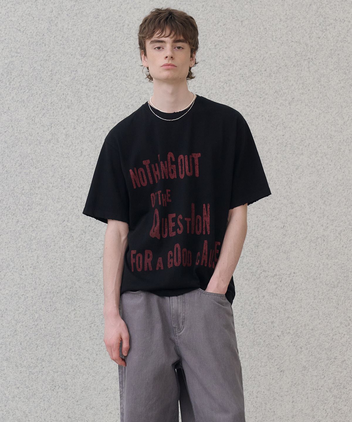 노운(NOUN) question vtg t-shirts (black)