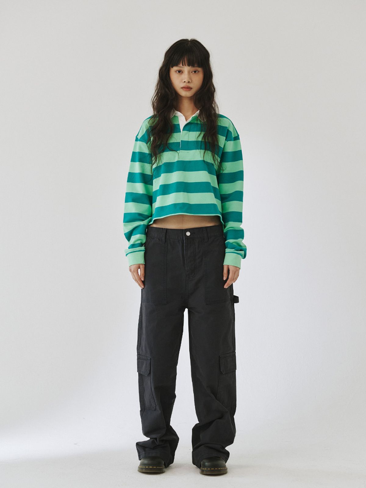 플리즈프로젝트(PLZPROJECT) CROP RUGBY T- SHIRT, GREEN