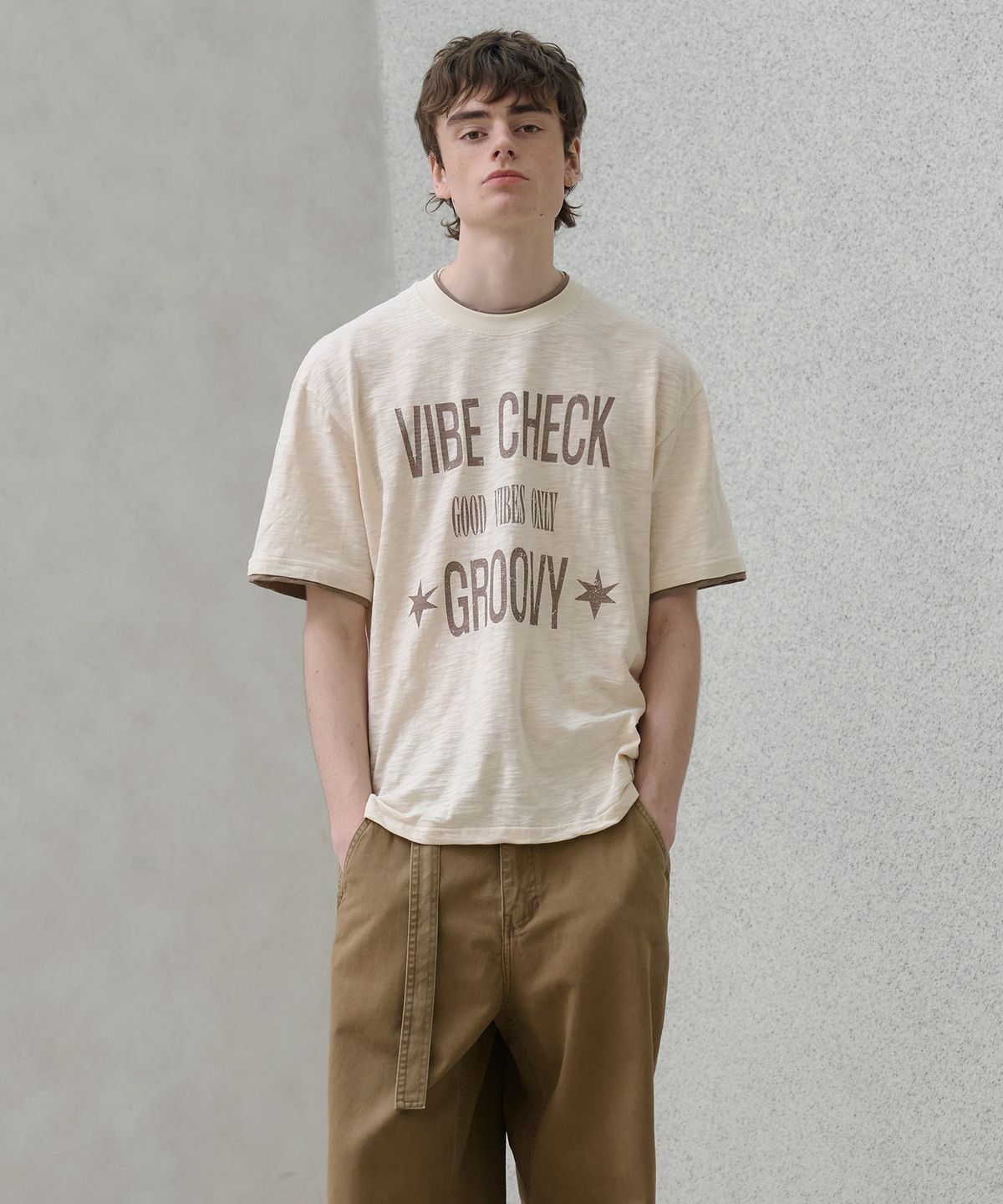 노운(NOUN) layered t-shirts (cream)