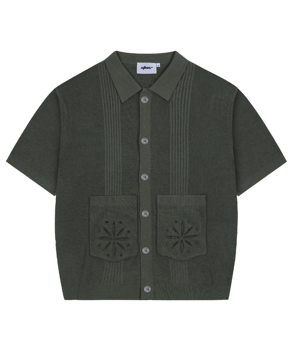 엑스톤즈(XTONZ) XTK152 쿠바 카라 반팔 니트 가디건 (KHAKI)