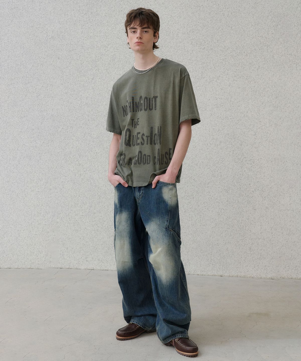 노운(NOUN) side line cargo denim pants (blue)