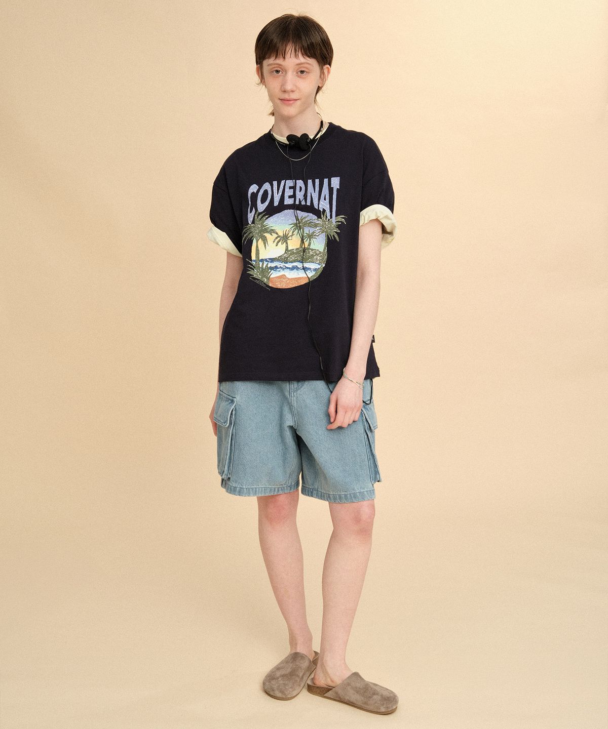 커버낫(COVERNAT) 데님 카고 쇼츠 Light Blue