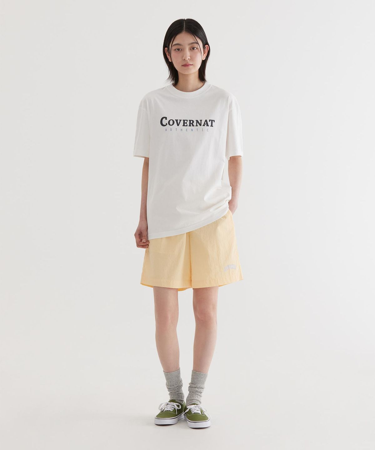 커버낫(COVERNAT) 레귤러 이지 나일론 쇼츠 Yellow