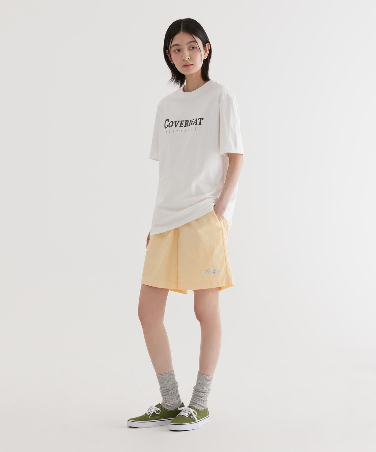 커버낫(COVERNAT) 레귤러 이지 나일론 쇼츠 Yellow