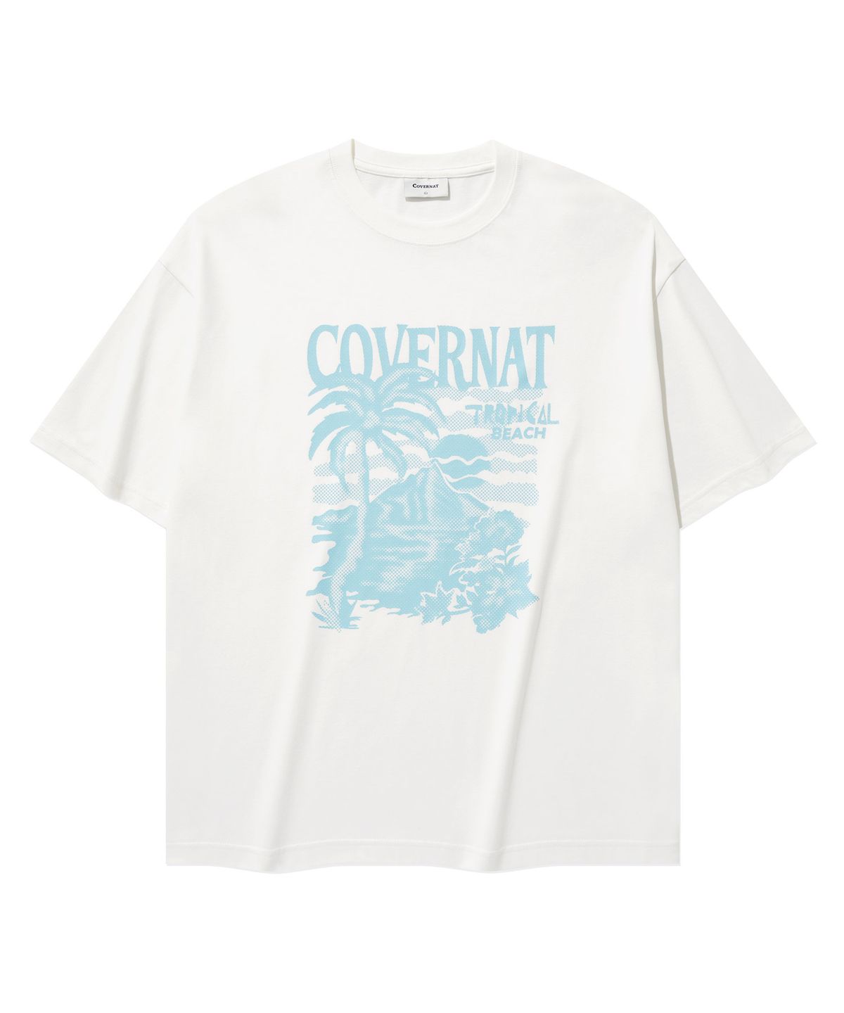 커버낫(COVERNAT) 쿨 코튼 선셋 트로피컬 그래픽 티셔츠 White