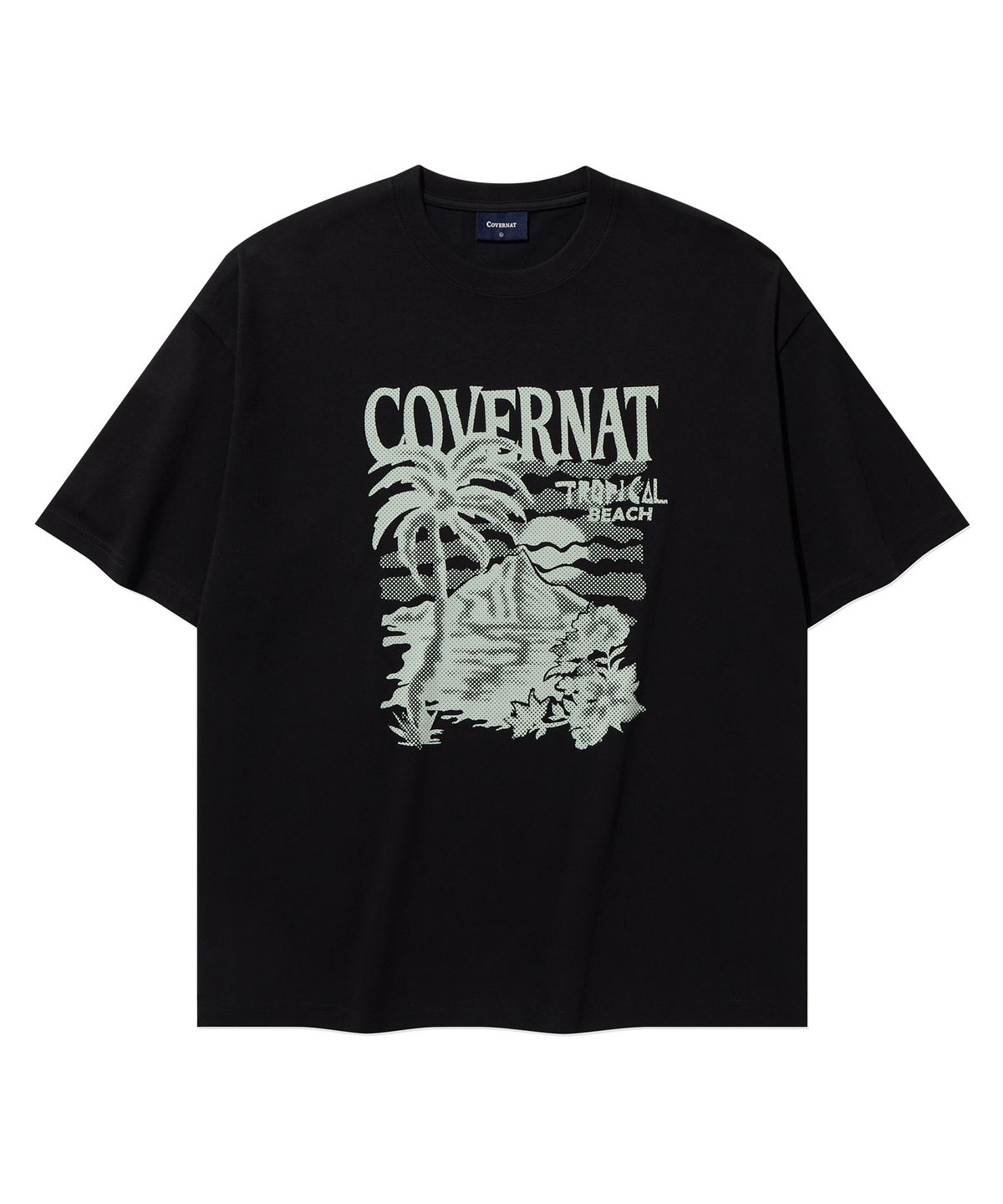 커버낫(COVERNAT) 쿨 코튼 선셋 트로피컬 그래픽 티셔츠 Black