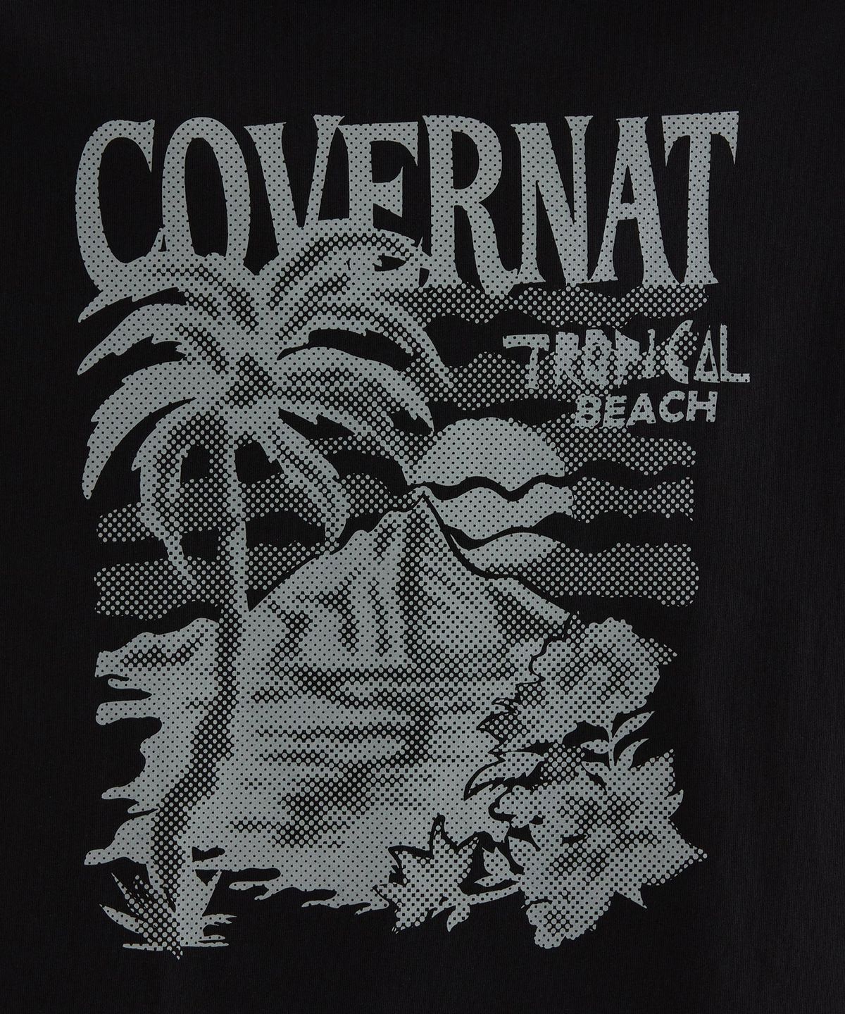 커버낫(COVERNAT) 쿨 코튼 선셋 트로피컬 그래픽 티셔츠 Black