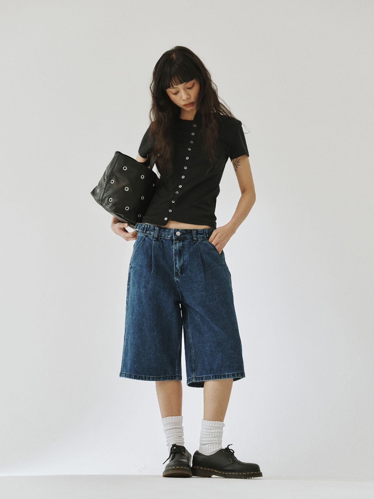 플리즈프로젝트(PLZPROJECT) SIDE ADJUST BERMUDA SHORTS, BLUE