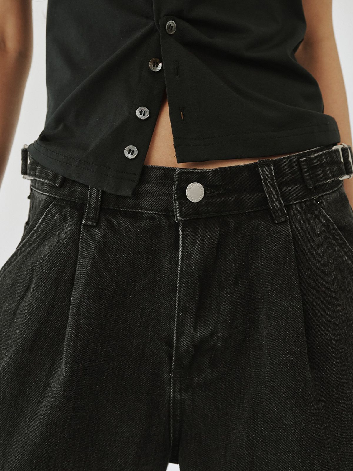 플리즈프로젝트(PLZPROJECT) SIDE ADJUST BERMUDA SHORTS, BLACK