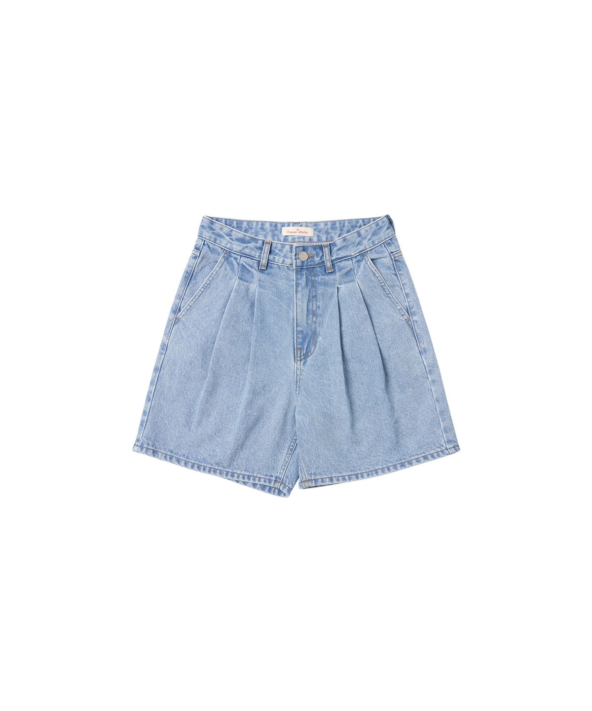 반원 아틀리에(VANONE ATELIER) P3245 투턱 데님 쇼츠_Light blue