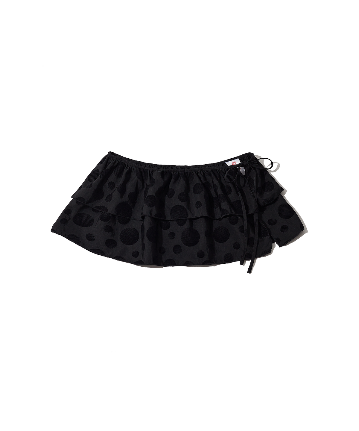 잇자바이브(ITZAVIBE) BLACK DOTTED LAYERED WRAP SHORT SKIRT