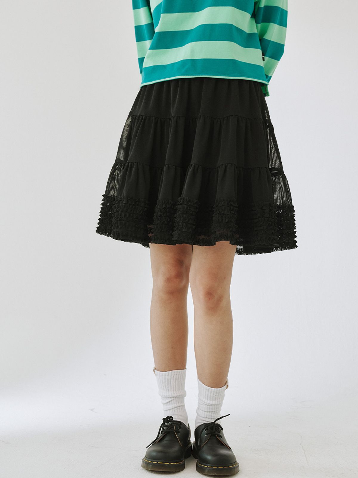 플리즈프로젝트(PLZPROJECT) MESH SKIRT, BLACK
