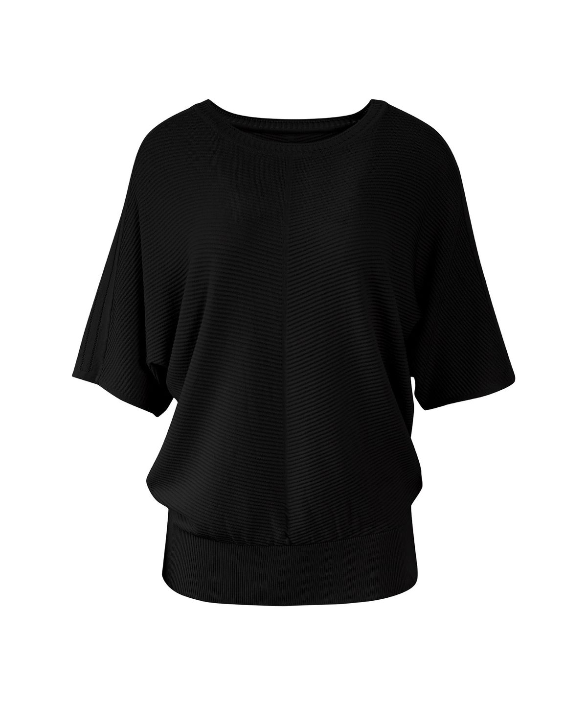 바스카라(VASCARA) Ribbed Pattern Round Neck Half Sleeve Knitwear (5colors)