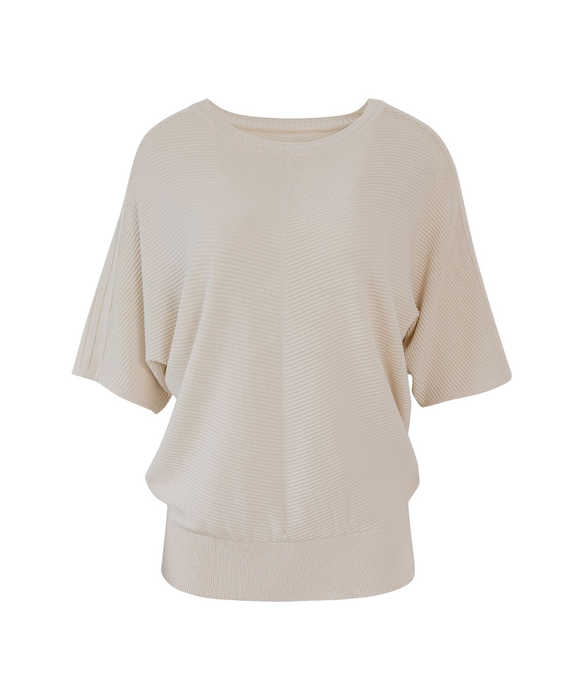 바스카라(VASCARA) Ribbed Pattern Round Neck Half Sleeve Knitwear (5colors)
