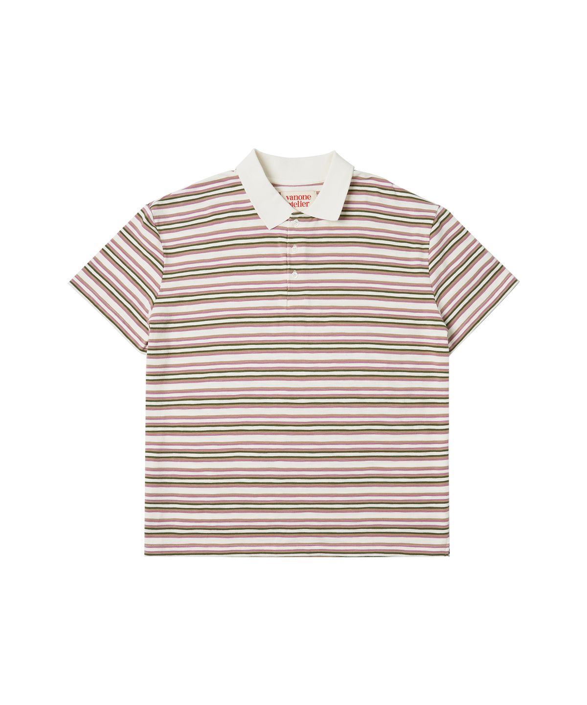 반원 아틀리에(VANONE ATELIER) A3522 멀티 스트라이프 피케 티셔츠_Pink