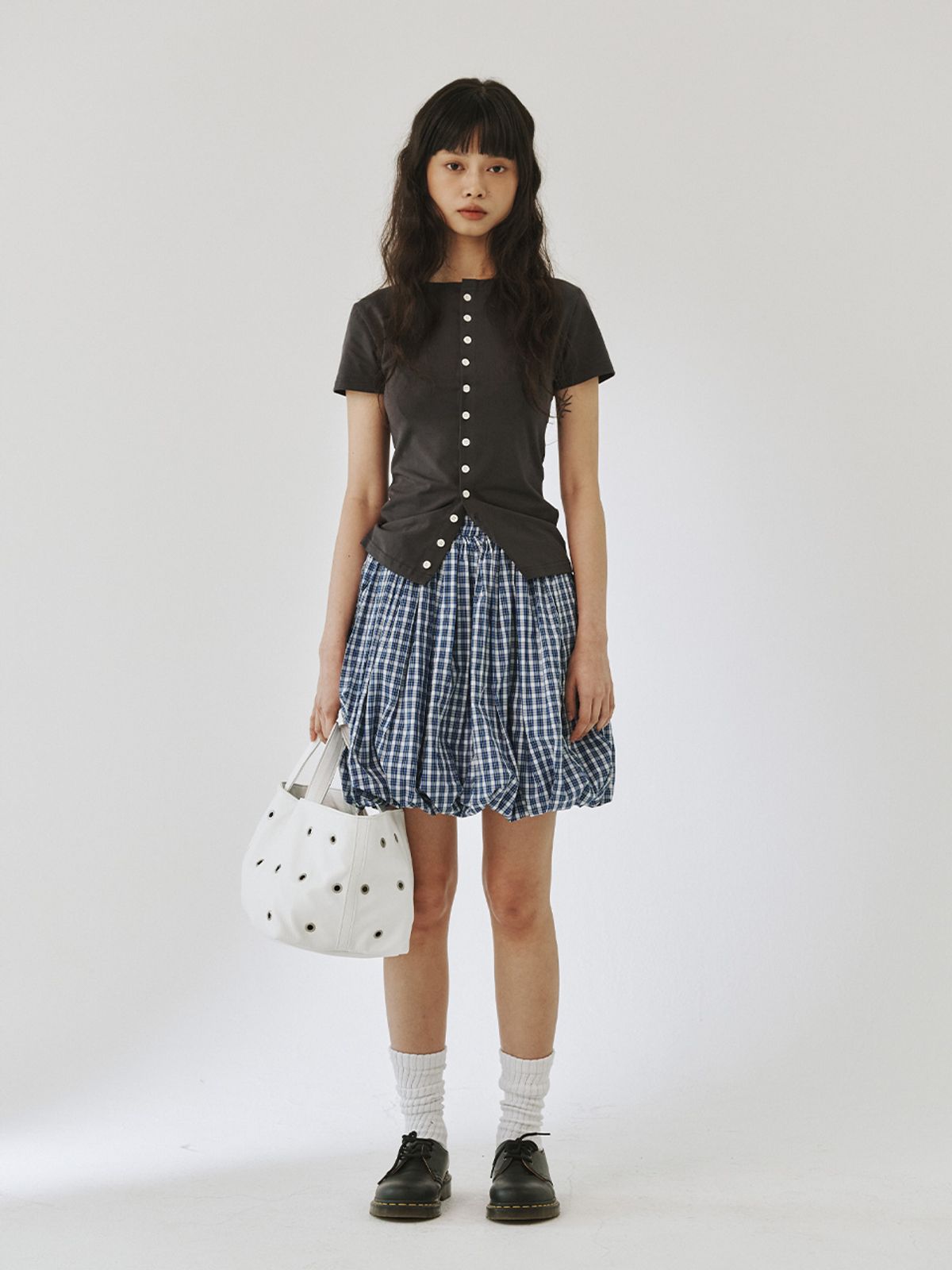 플리즈프로젝트(PLZPROJECT) BALLOON SKIRT, BLUE CHECK