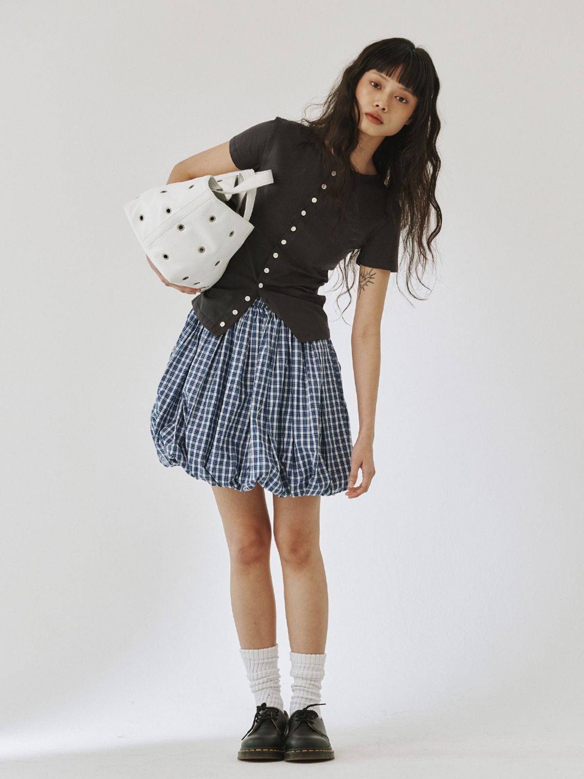 플리즈프로젝트(PLZPROJECT) BALLOON SKIRT, BLUE CHECK