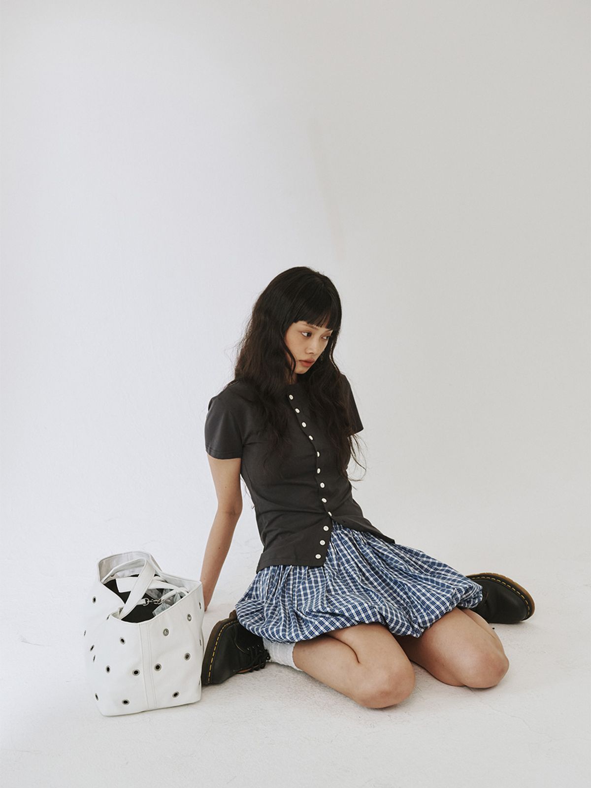 플리즈프로젝트(PLZPROJECT) BALLOON SKIRT, BLUE CHECK