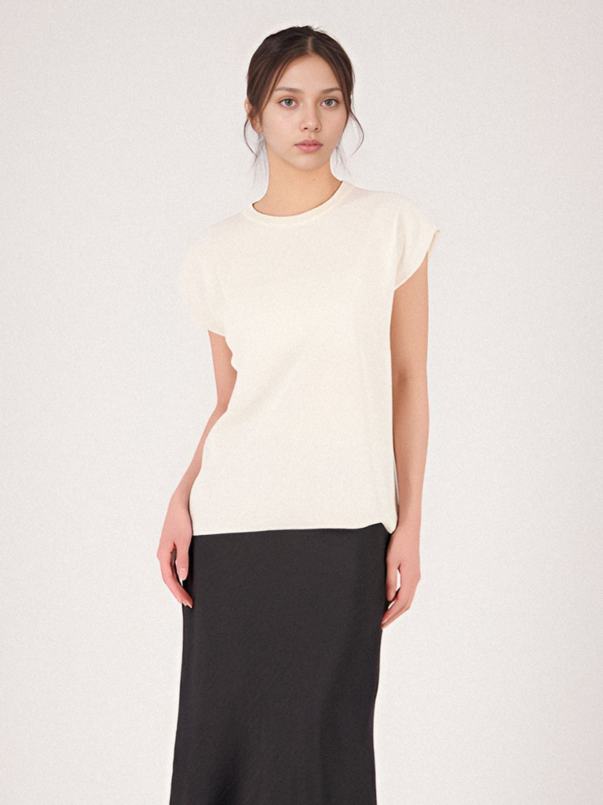 아쿠드(ACUD) Half Sleeve Cotton Knit _Ivory