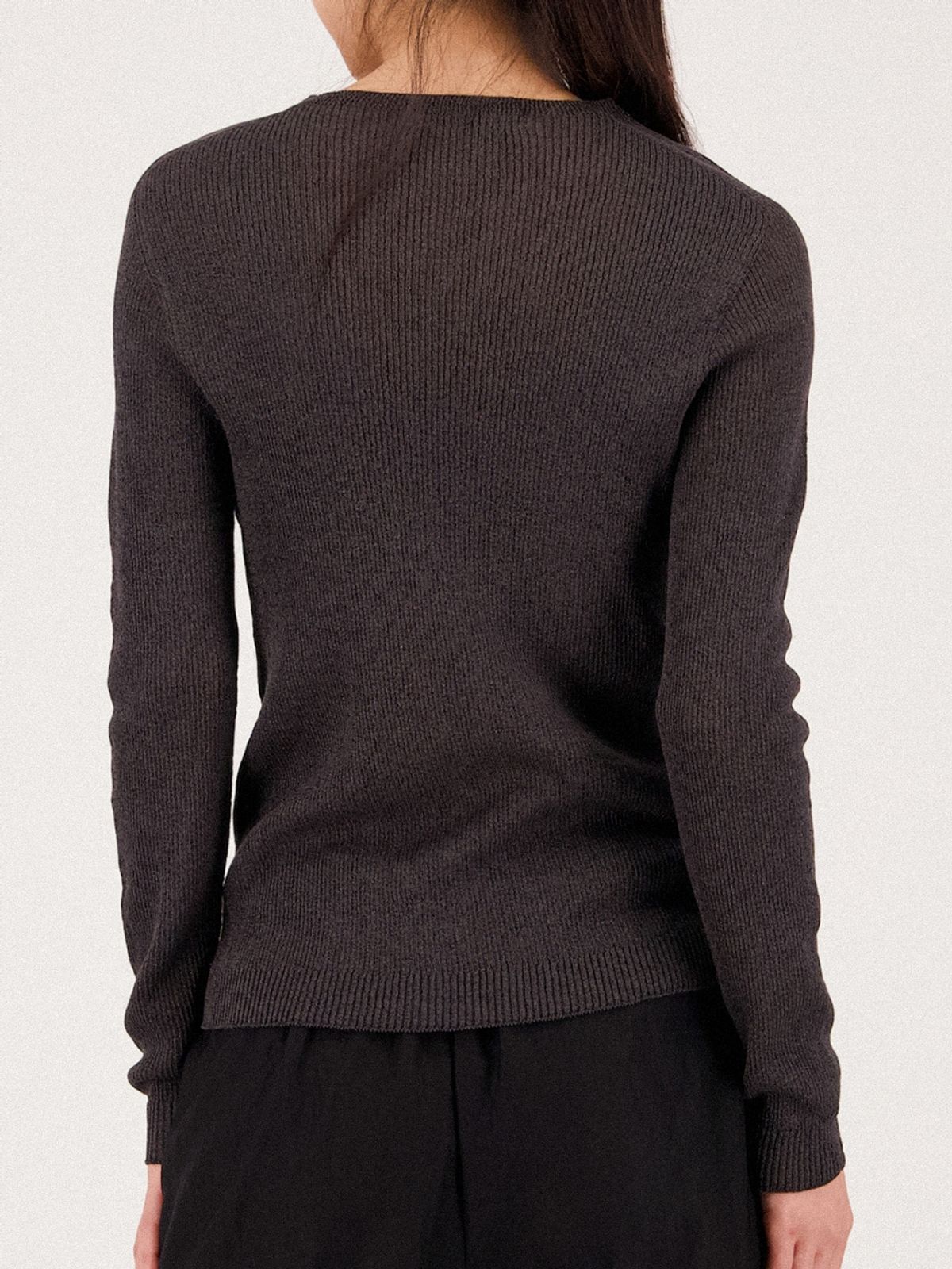 아쿠드(ACUD) Long Sleeve Ribbed Linen Knit _Charcoal