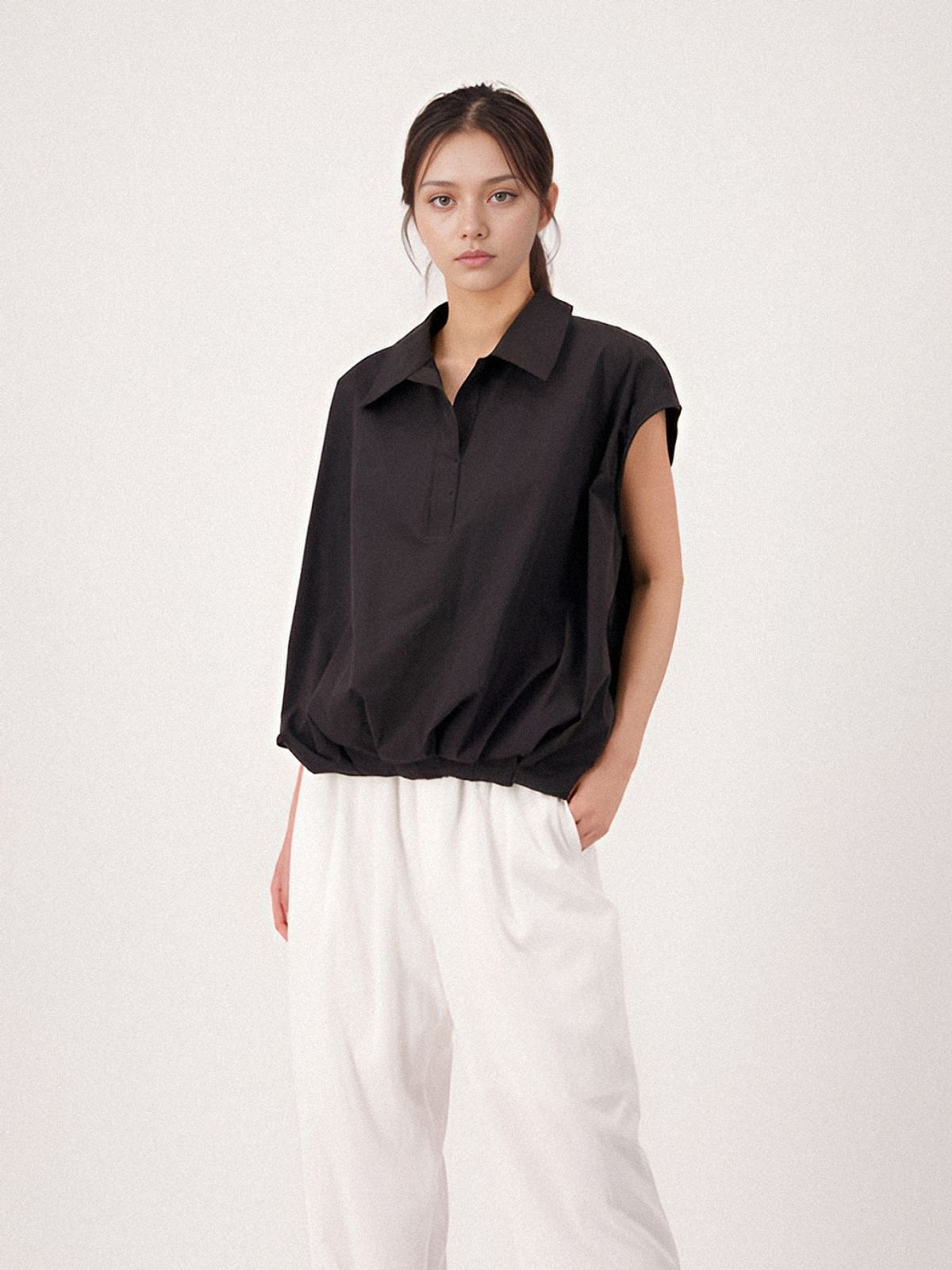 아쿠드(ACUD) Loosefit Sleeveless Shirt Blouse _Black