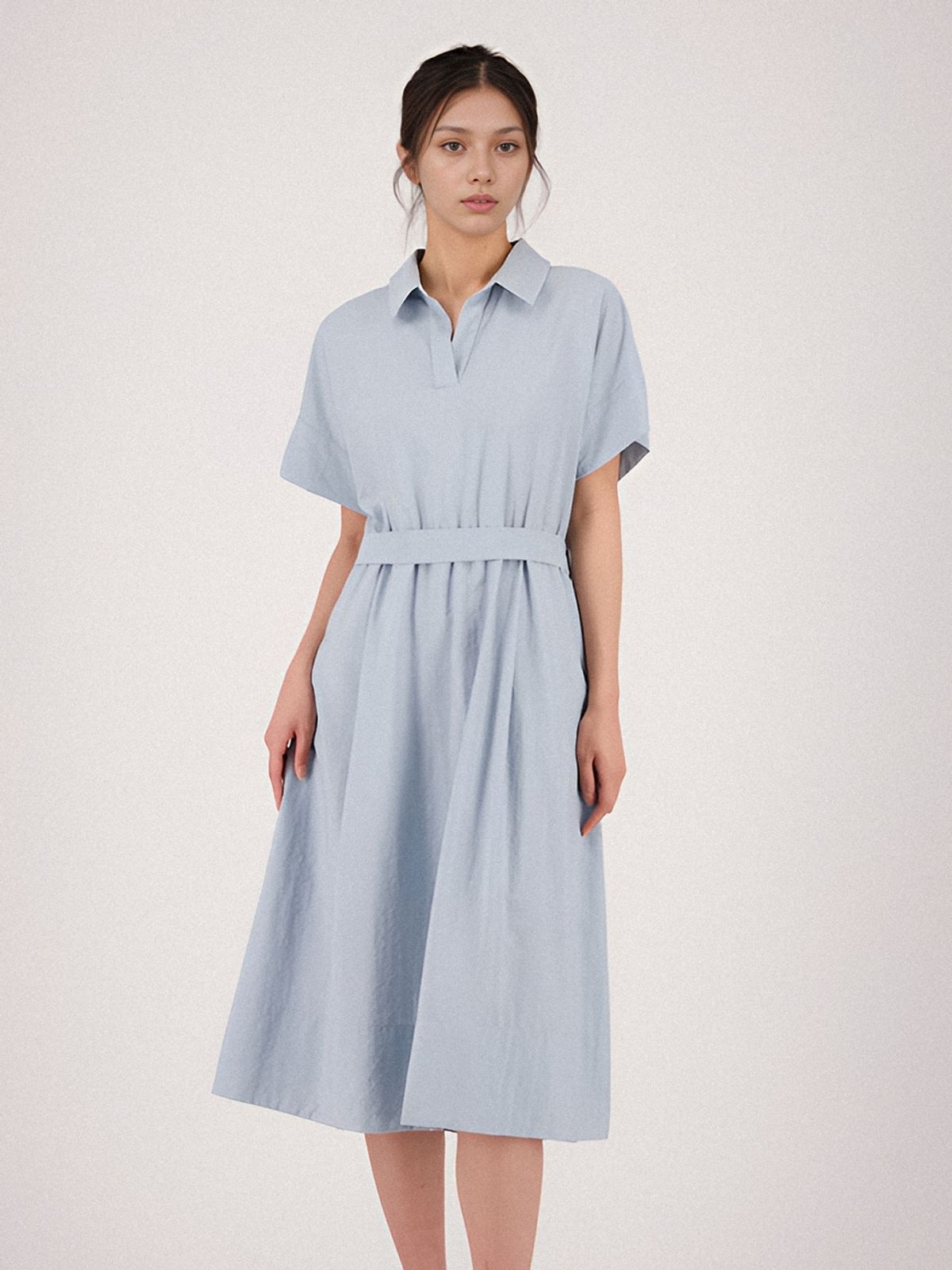 아쿠드(ACUD) Collar Neck Half Sleeve Dress _Sky
