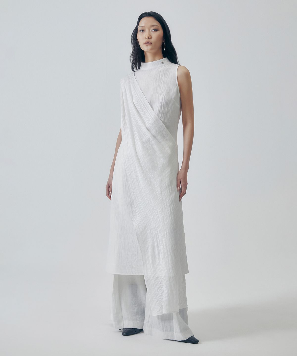 트리밍버드(TREEMINGBIRD) Desert-Inspired Layered Cotton Dress [ White ]