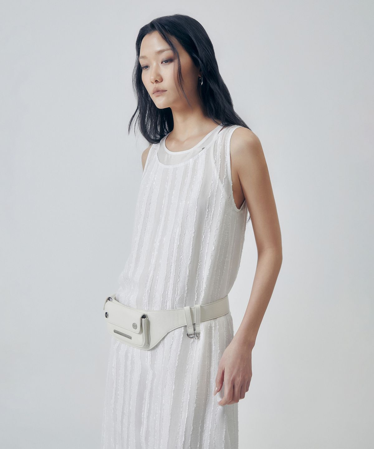 트리밍버드(TREEMINGBIRD) Two-Layer Overlap Dress [ White ]