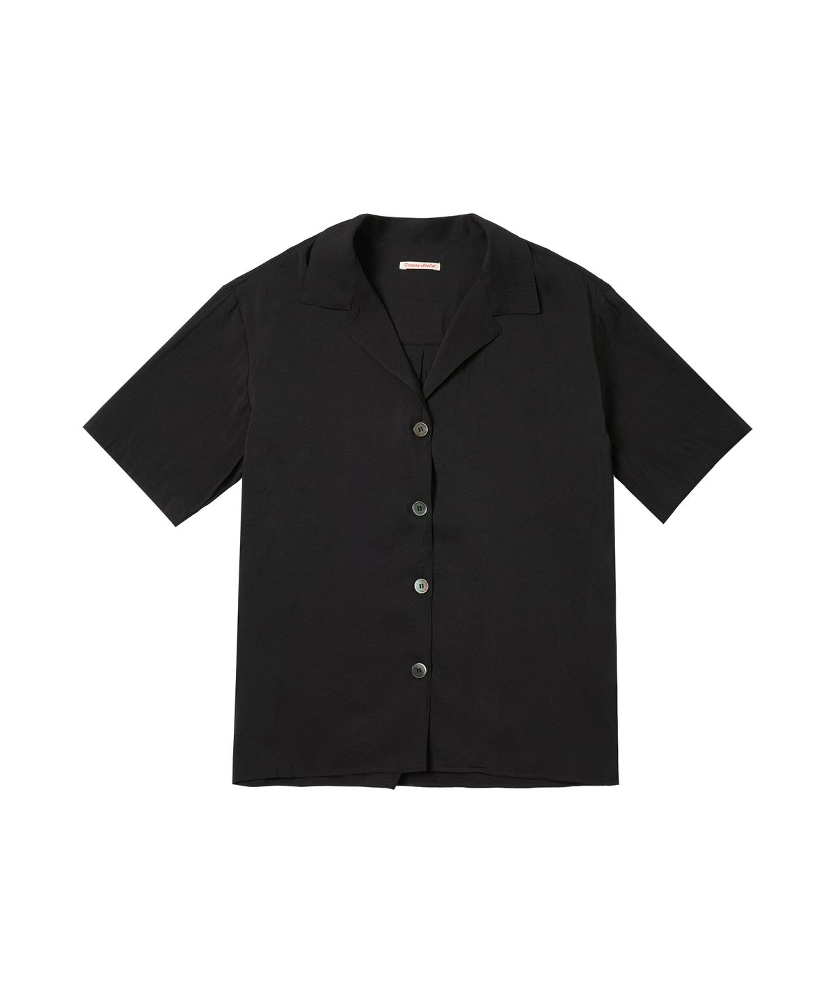 반원 아틀리에(VANONE ATELIER) A3525 오픈 칼라 드롭 숄더 셔츠_Black
