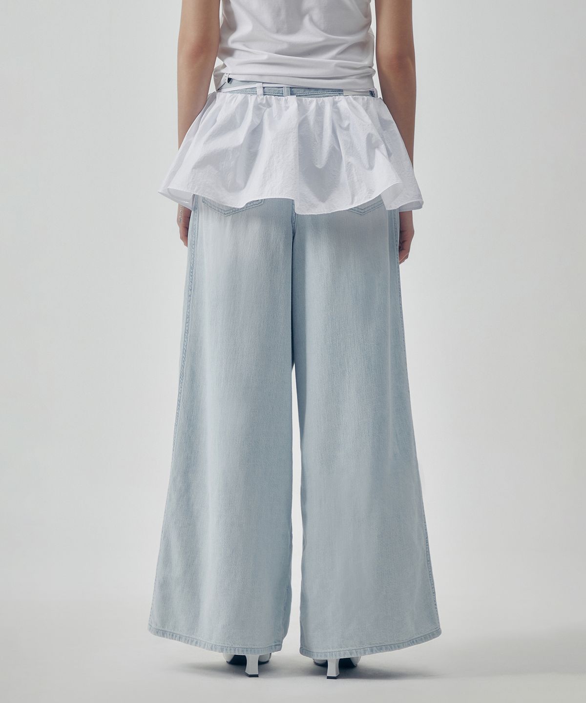 트리밍버드(TREEMINGBIRD) Glossy Layered Skirt [ White ]