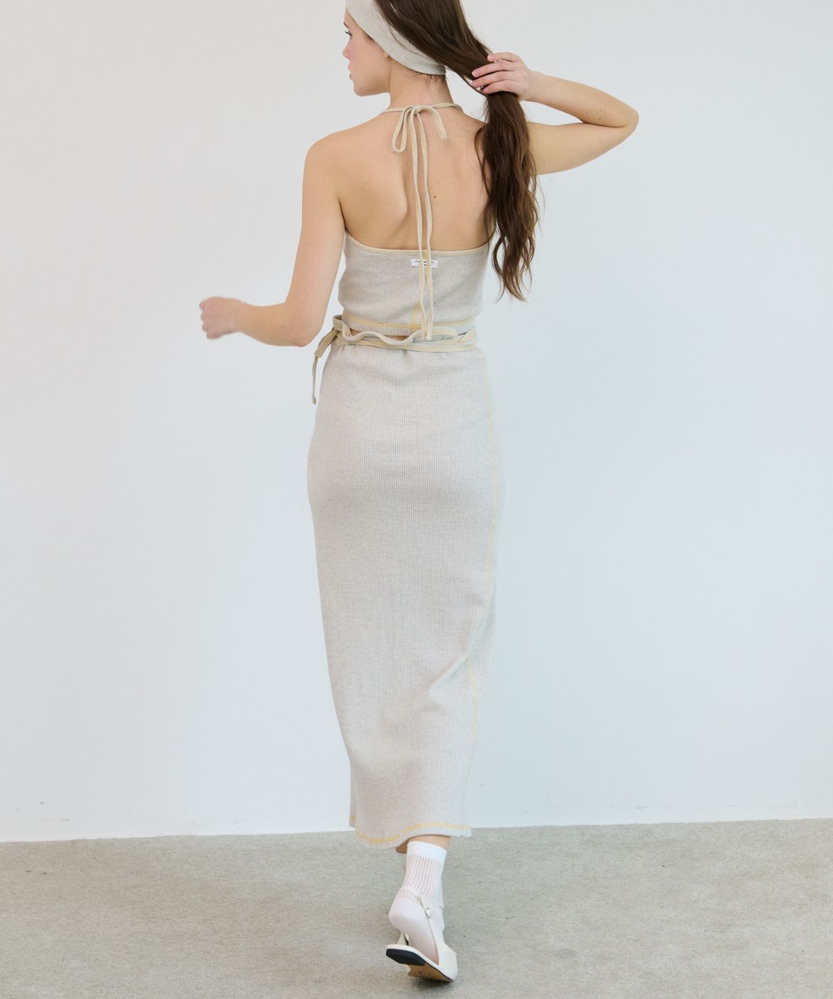 무니쉬(MOONISH) Sunny Garden Wrap Skirt - Oatmeal