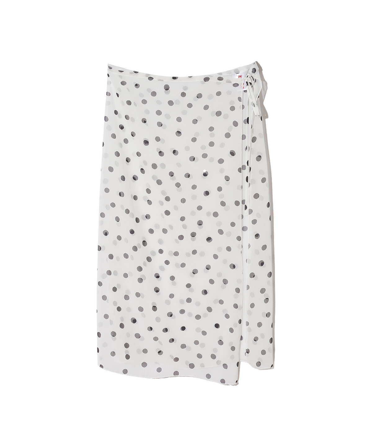 잇자바이브(ITZAVIBE) WHITE DOTTED LAYERED WRAP LONG SKIRT