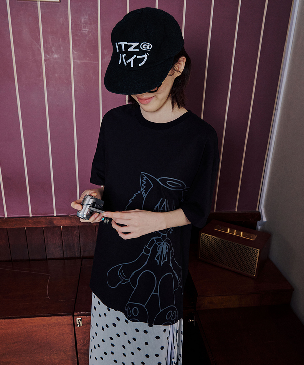 잇자바이브(ITZAVIBE) MIX LOGO CAP - BLACK