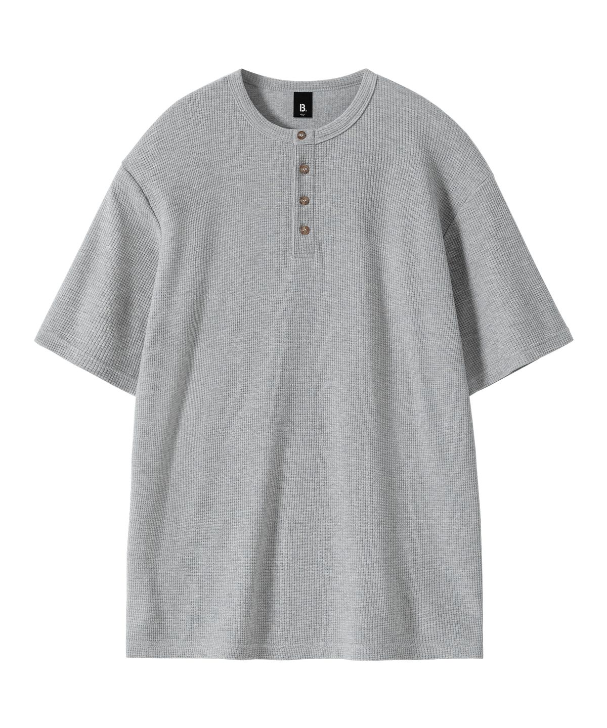 브렌슨(BRENSON) ( Waffle ) 루즈핏 와플 헨리넥 반팔티 ( 4Color )