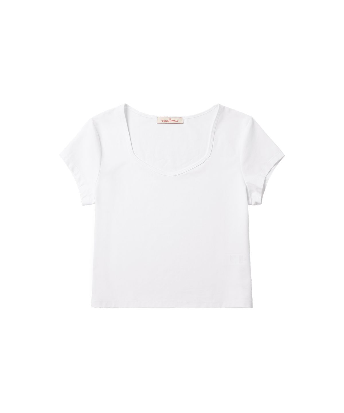 반원 아틀리에(VANONE ATELIER) A3532 에센셜 다이아 넥 티셔츠_White