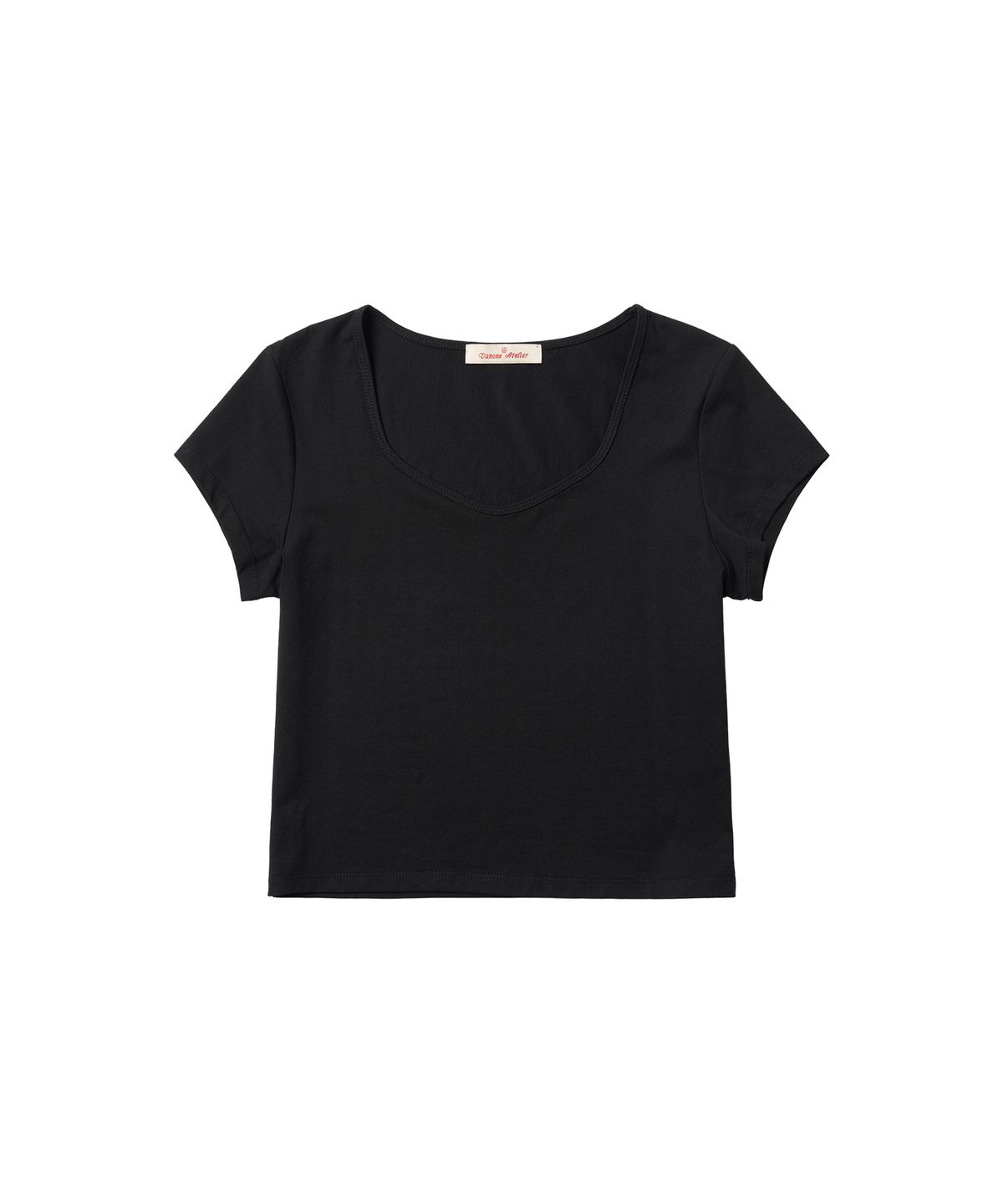 반원 아틀리에(VANONE ATELIER) A3532 에센셜 다이아 넥 티셔츠_Black