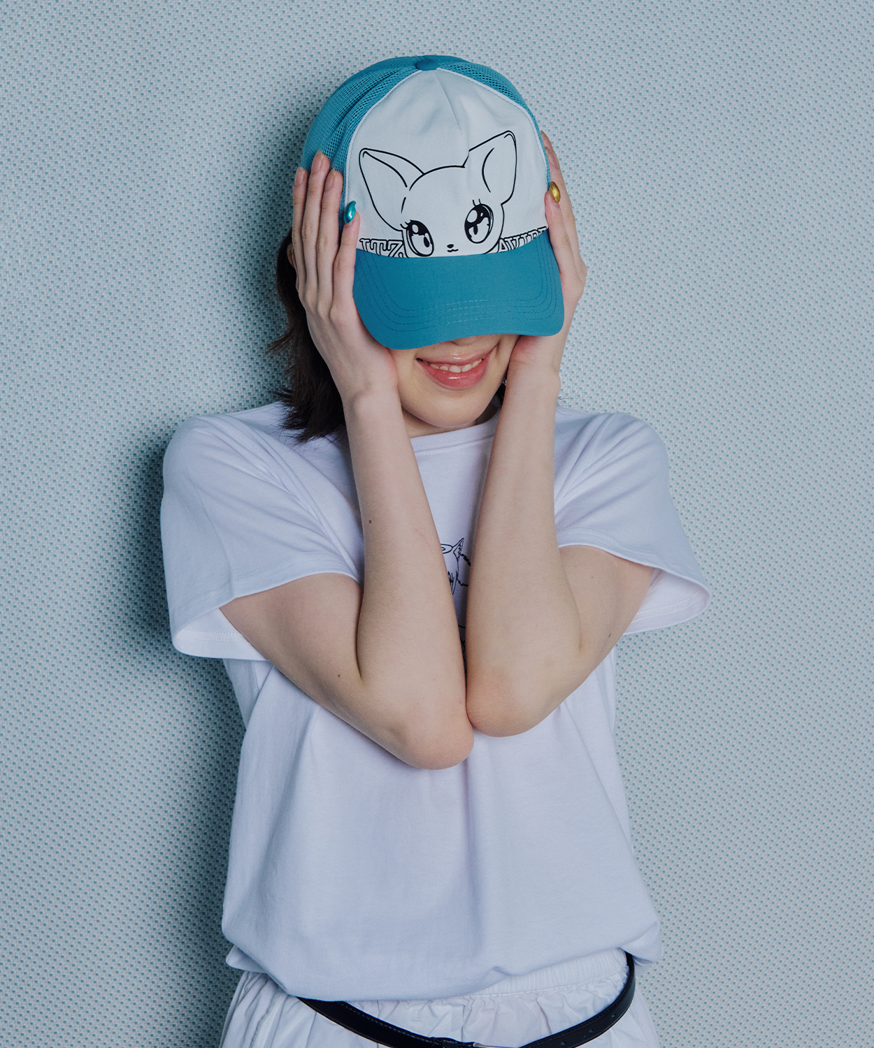 ◆ITZAVIBE◆ CAT MONSTER TRUCKER CAP SKYBLUE IBBUCA40SK MUSINSA | ITZAVIBE CAT MONSTER TRUCKER CAP - SKYBLUE
