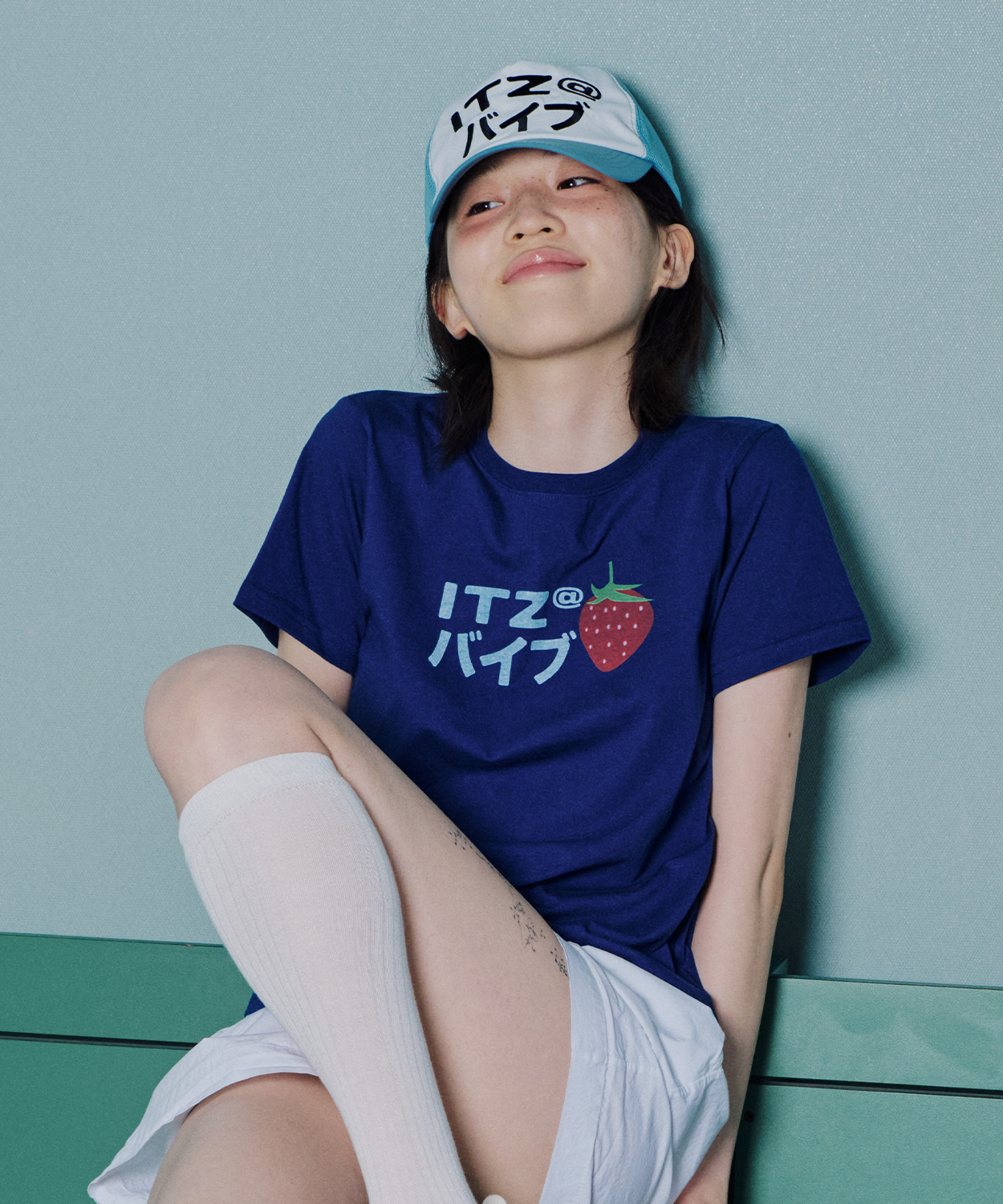 ◆ITZAVIBE◆ MIX LOGO TRUCKER CAP SKYBLUE IBBUCA41SK MUSINSA | ITZAVIBE MIX LOGO TRUCKER CAP - SKYBLUE