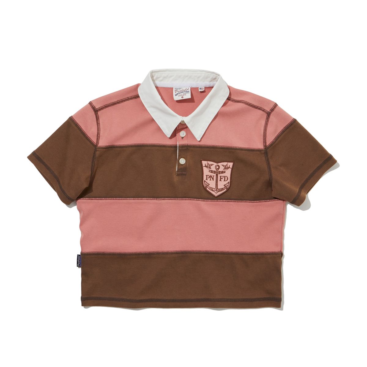 펜필드(PENFIELD) 스왈로우 럭비 크롭 티셔츠 브라운_FR2KT34F