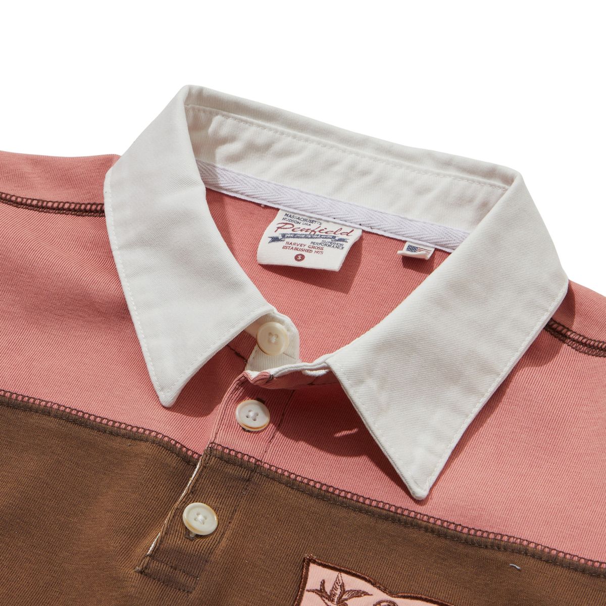 펜필드(PENFIELD) 스왈로우 럭비 크롭 티셔츠 브라운_FR2KT34F