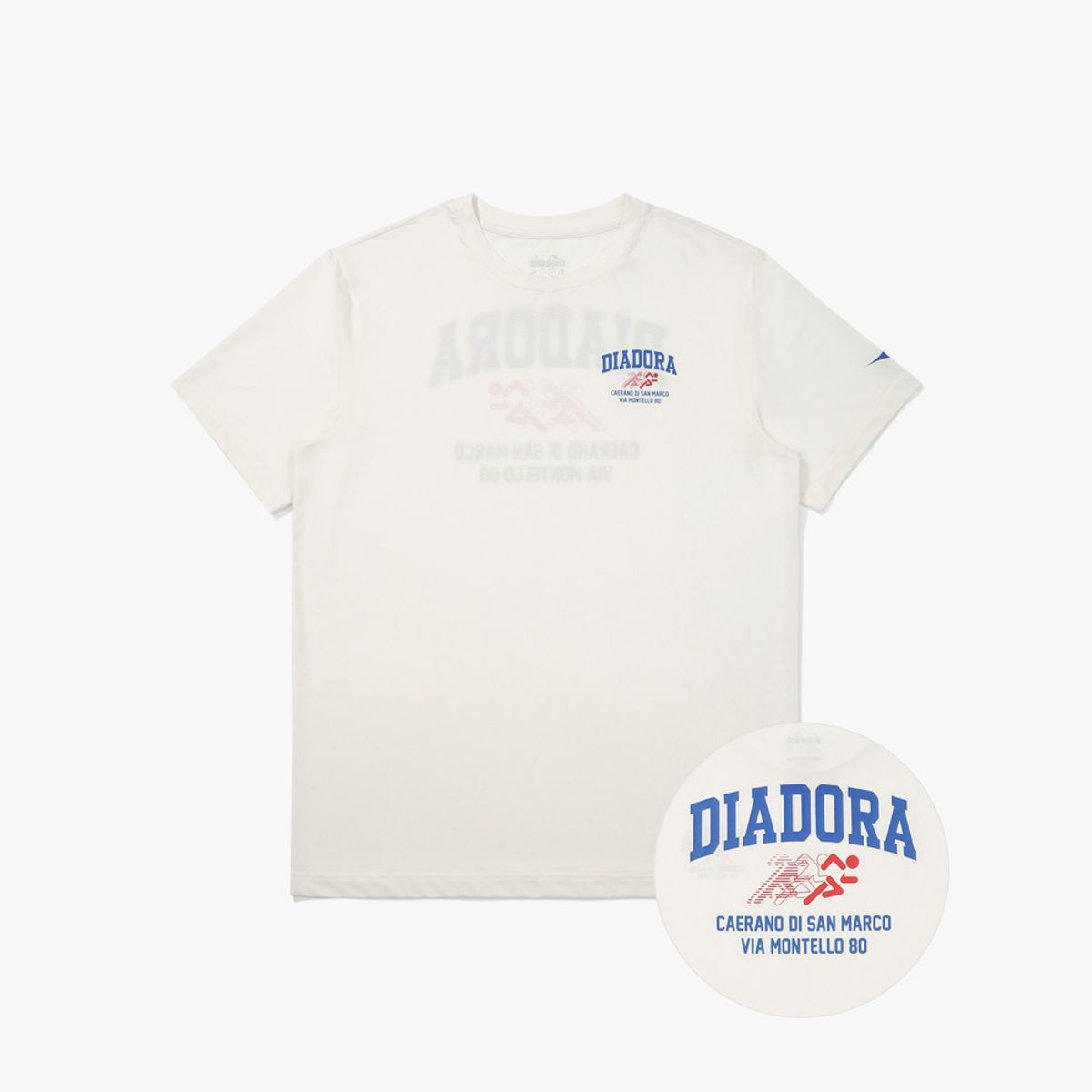디아도라(diadora) 퍼포먼스 러닝 메쉬 반팔 티셔츠 OFF WHITE