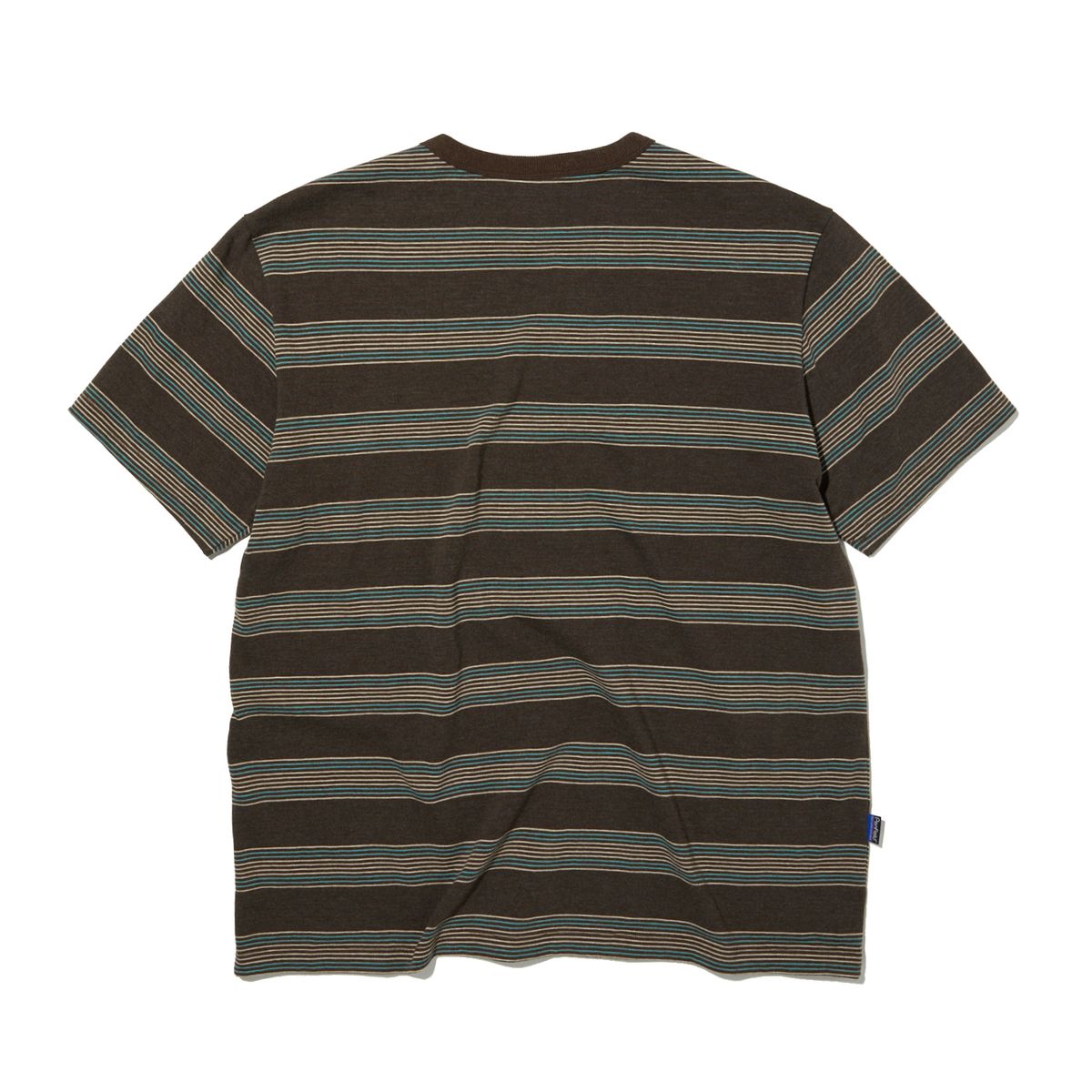 펜필드(PENFIELD) 멜란지 스트라이프 자수 아트워크 반팔티 다크블랙_FR2KT79U