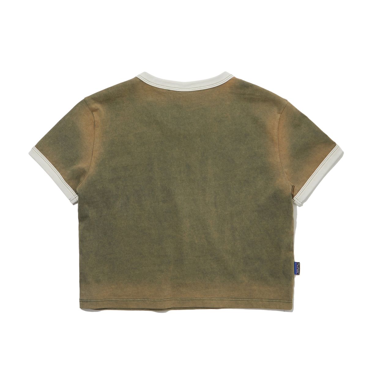 펜필드(PENFIELD) 배색 크롭 워시드 빈티지 반팔티 카키_FR2KT63U
