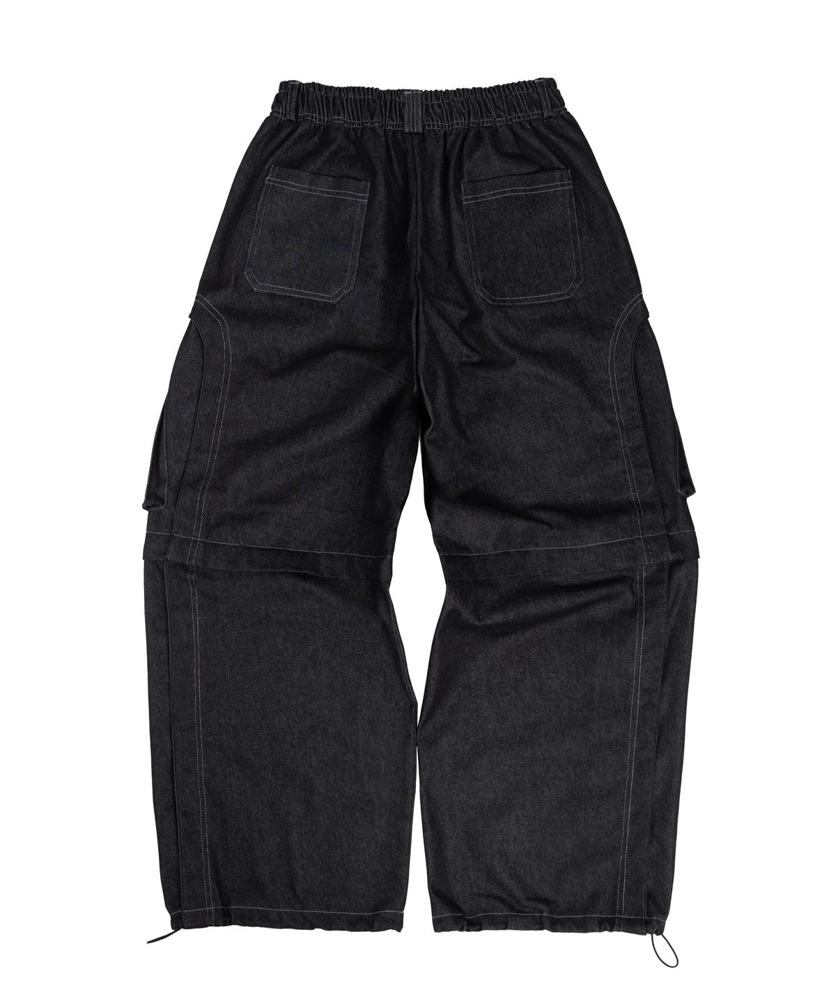 알에스에스씨(RSSC) RIVET CARGO CONVERTIBLE DENIM PANTS - BLACK