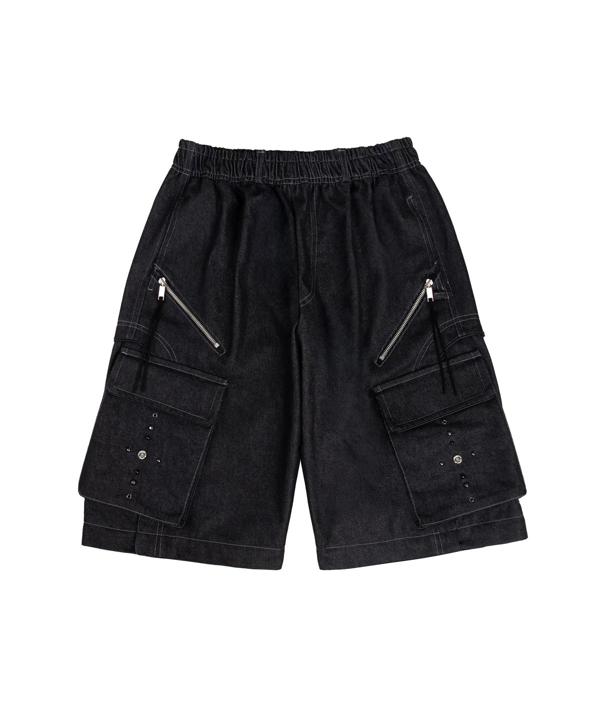 알에스에스씨(RSSC) RIVET CARGO CONVERTIBLE DENIM PANTS - BLACK