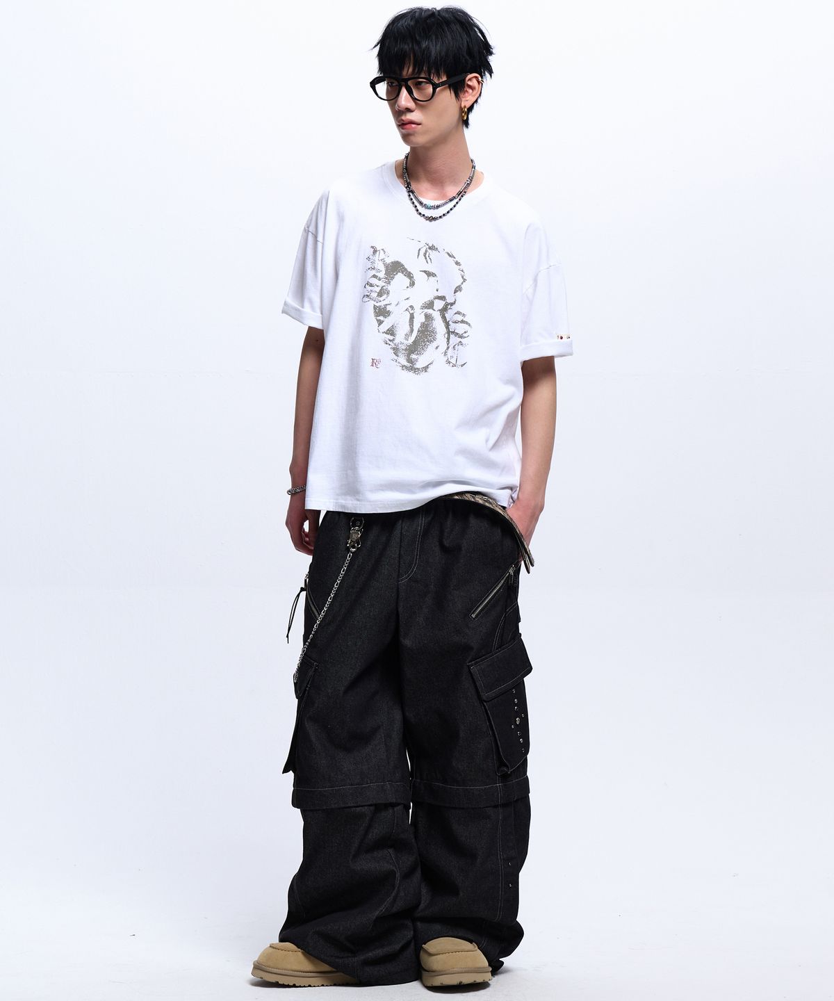 알에스에스씨(RSSC) RIVET CARGO CONVERTIBLE DENIM PANTS - BLACK