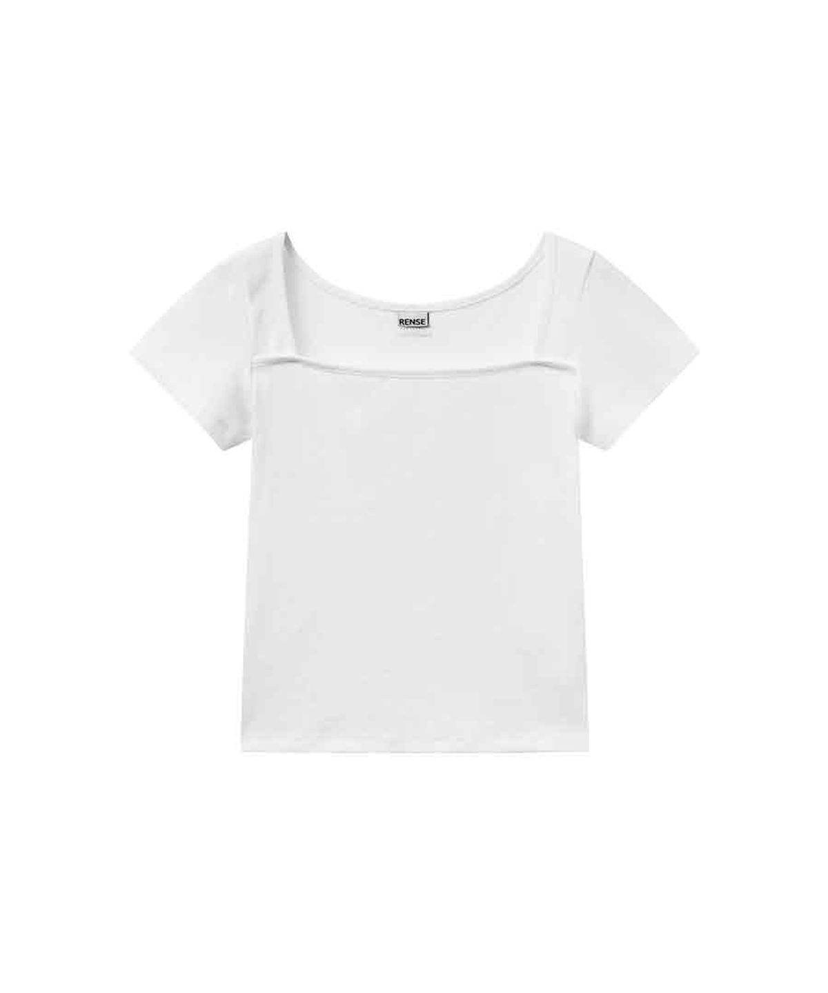 렌세(RENSE) Square Neckline Short Sleeved T-shirt White