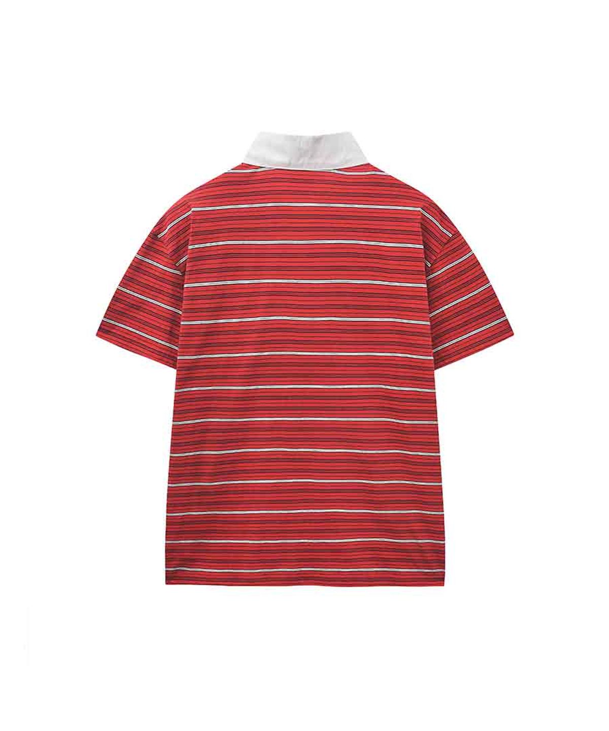 렌세(RENSE) Multi Stripe Rugby Collar T-shirt Red