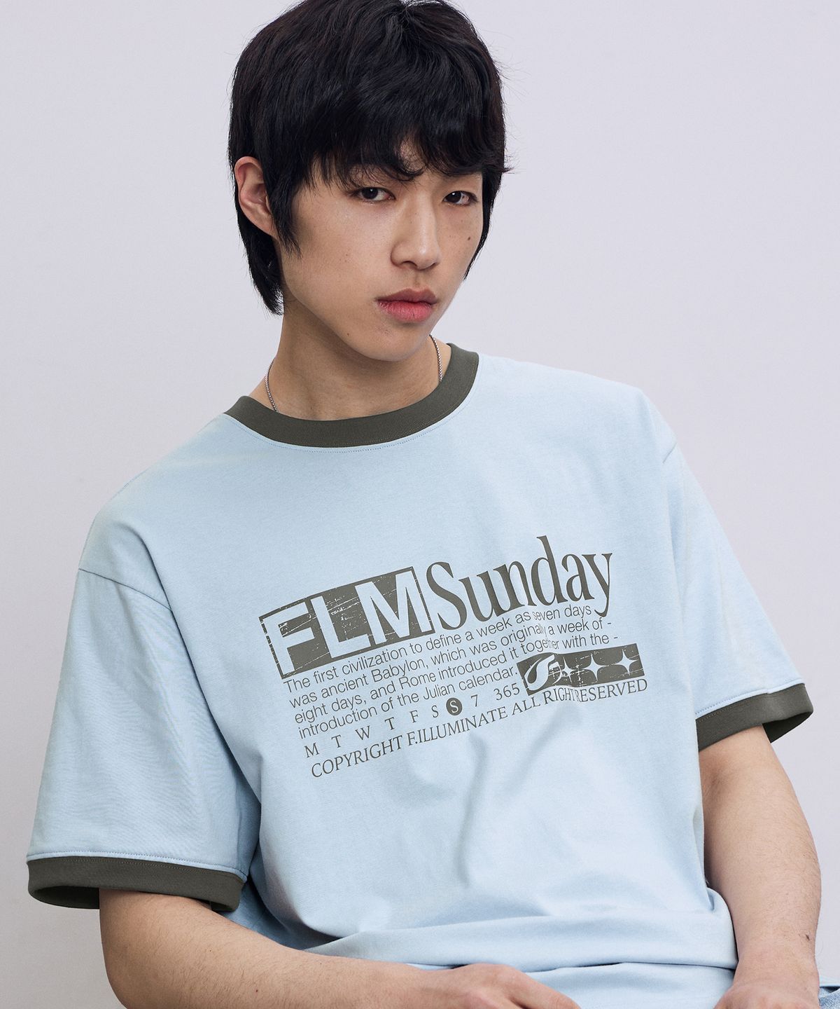 필루미네이트(FILLUMINATE) FLM 선데이 링거 티셔츠-스카이블루
